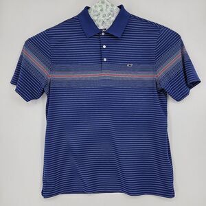 Vineyard Vines Shirt Mens Large Polo Short Sleeve Casual Preppy Striped Blue‎